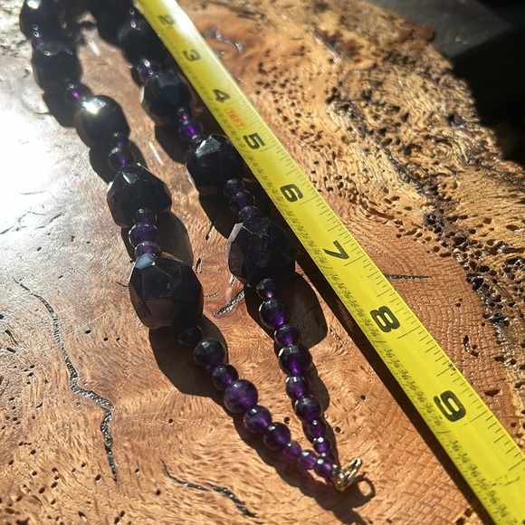 Amethyst Faceted Necklace Chunky Beaded Pendant 14K Clasp SF Statement Purple - Picture 9 of 11